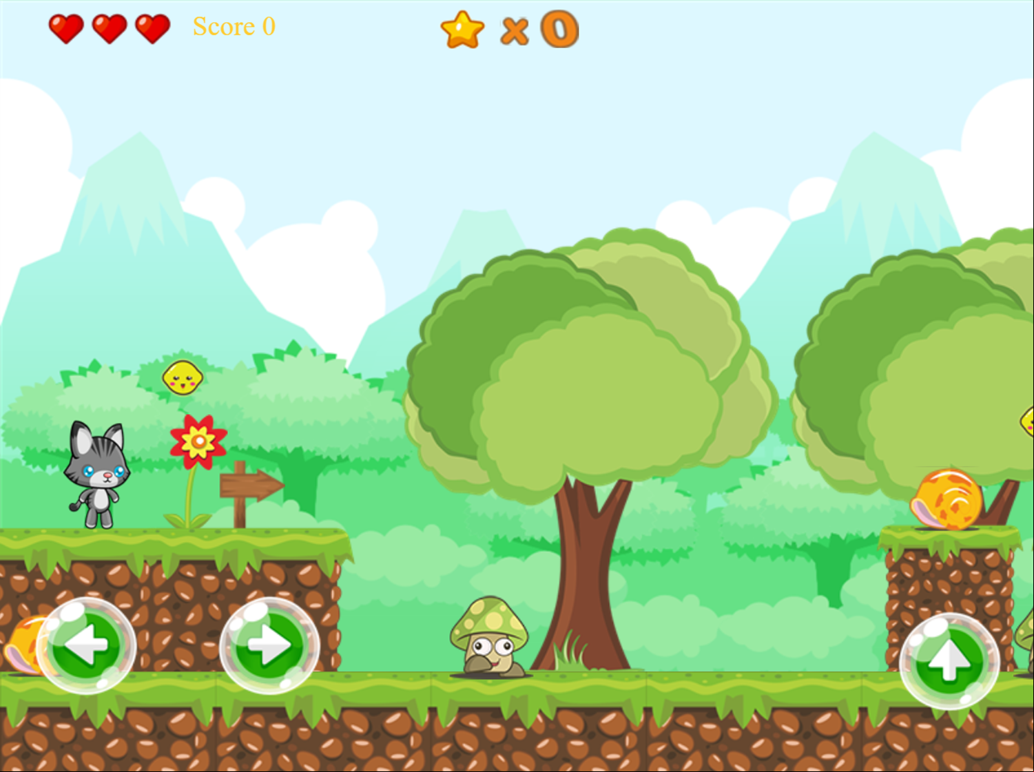 Happy Cat Adventure Game Level Start Screenshot.