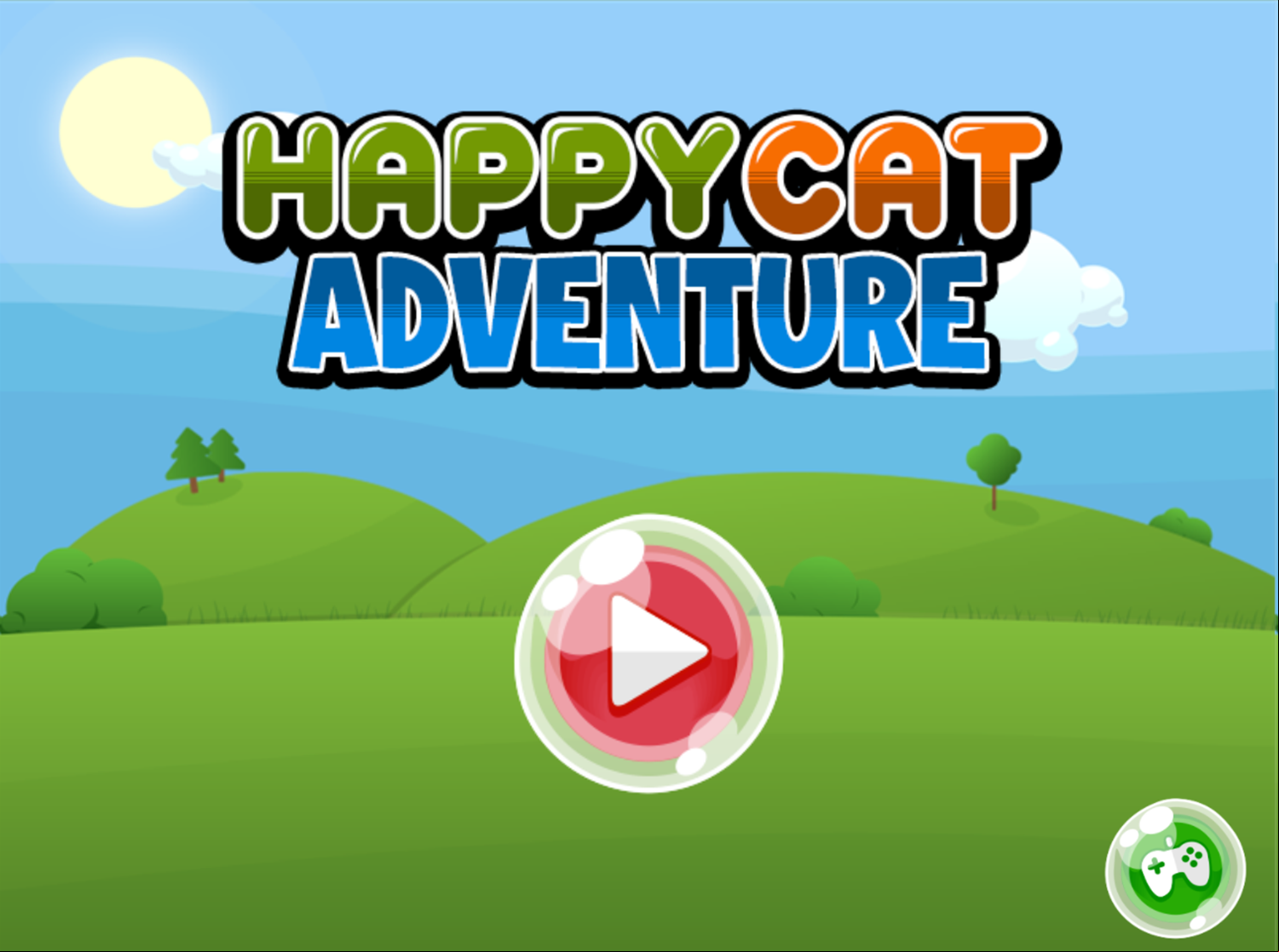 Happy Cat Adventure Game Welcome Screen Screenshot.