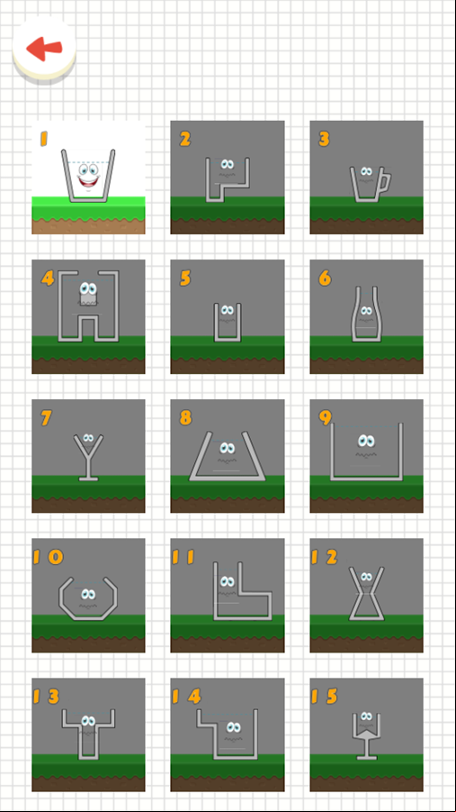 Happy Cups Game Level Select Screenshot.