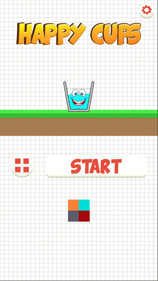 Happy Cups Game Welcome Screen Screenshot.