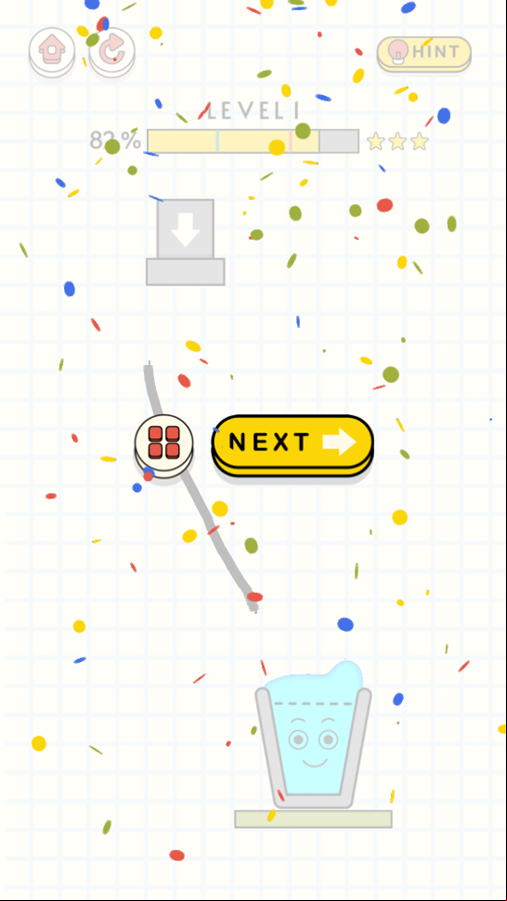 Happy Filled Glass 2 Game Level Complete Screenshot.