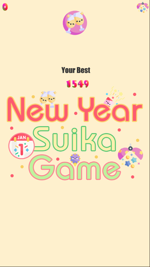 Happy New Year Suika Game Best Score Screenshot.