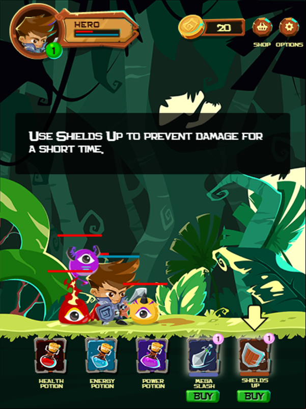 Hero's Journey Game How To Use Shield Screenshot.
