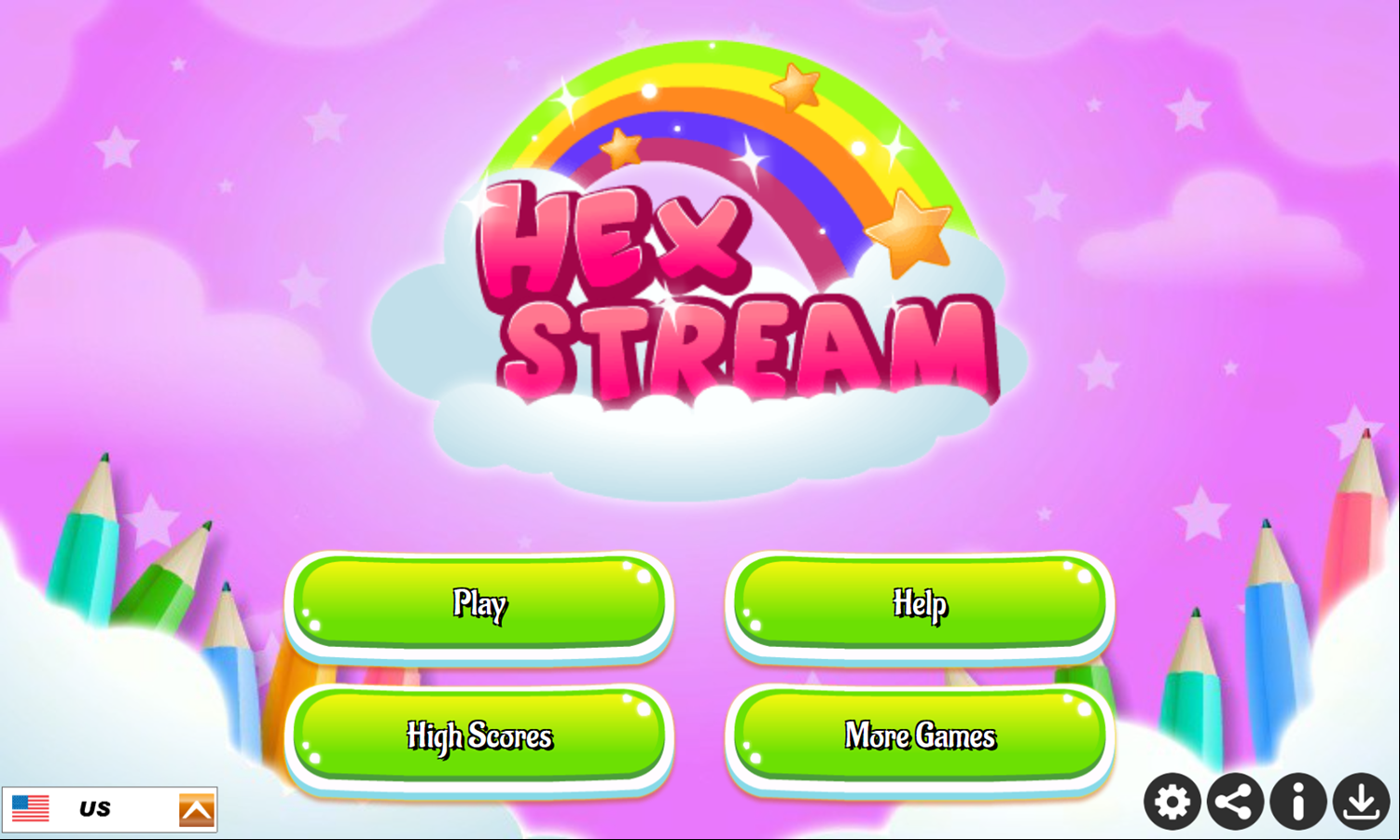 Hex Stream Game Welcome Screen Screenshot.