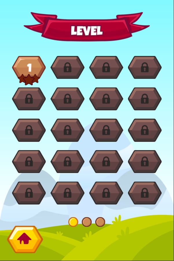 Hexa Blocks Game Level Select Screenshot.