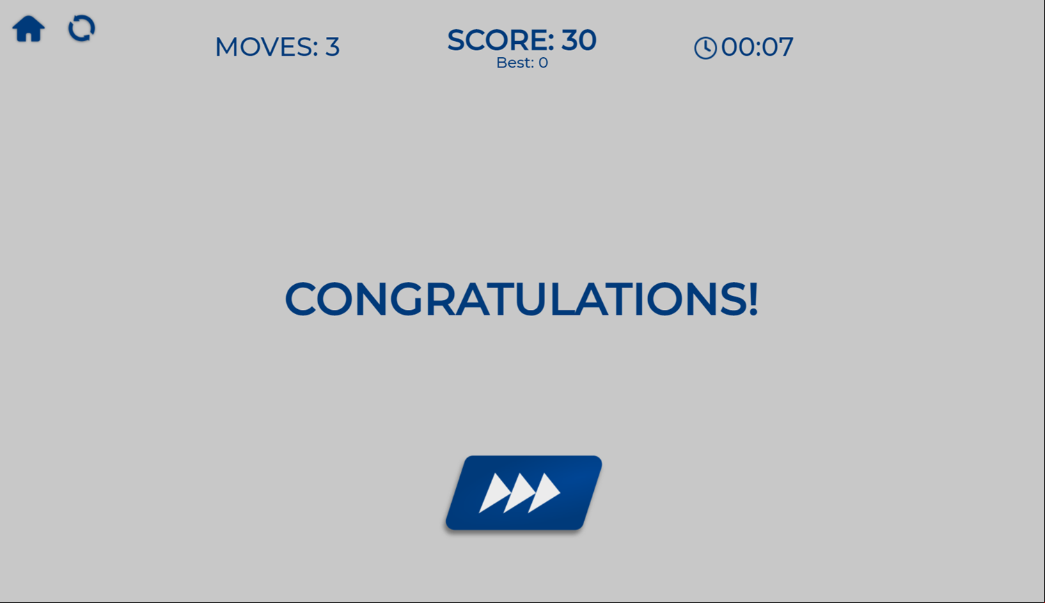 Hexa Memory Game Level Complete Screenshot.