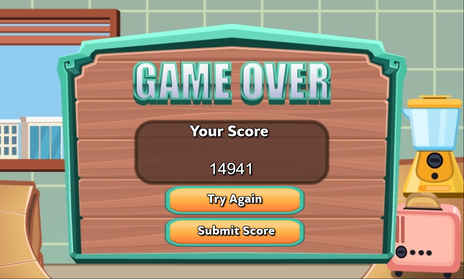 Hidden Food Game Over Screenshot.