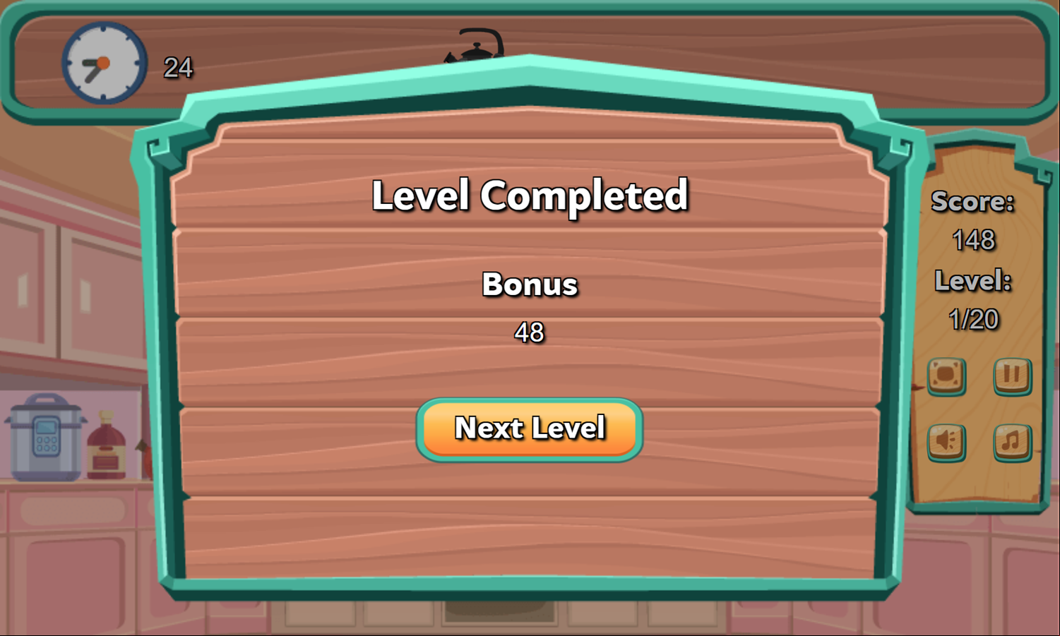 Hidden Food Game Level Completed Screenshot.