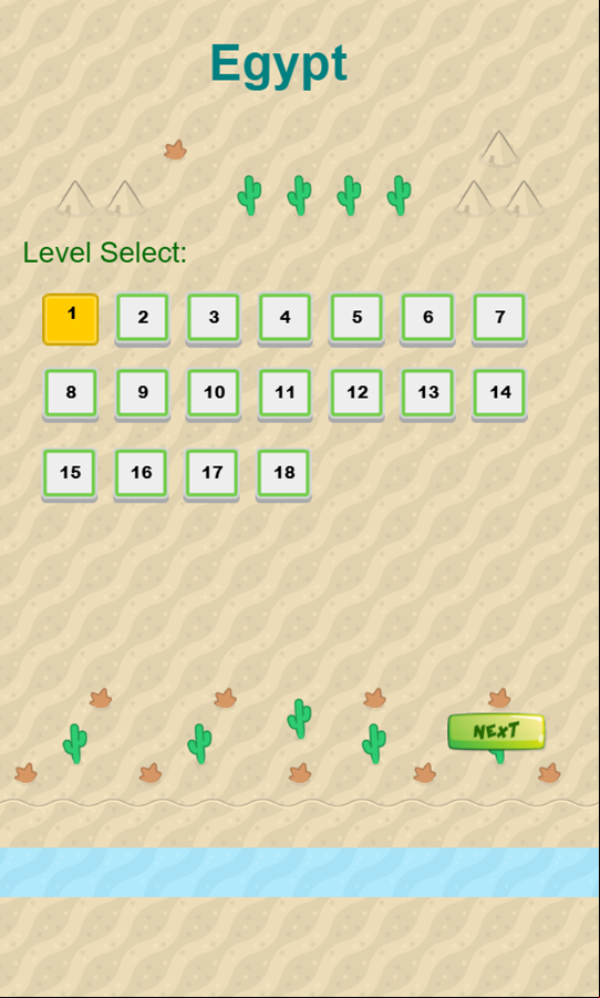 Hidden Monster Game Stage Select Screenshot.