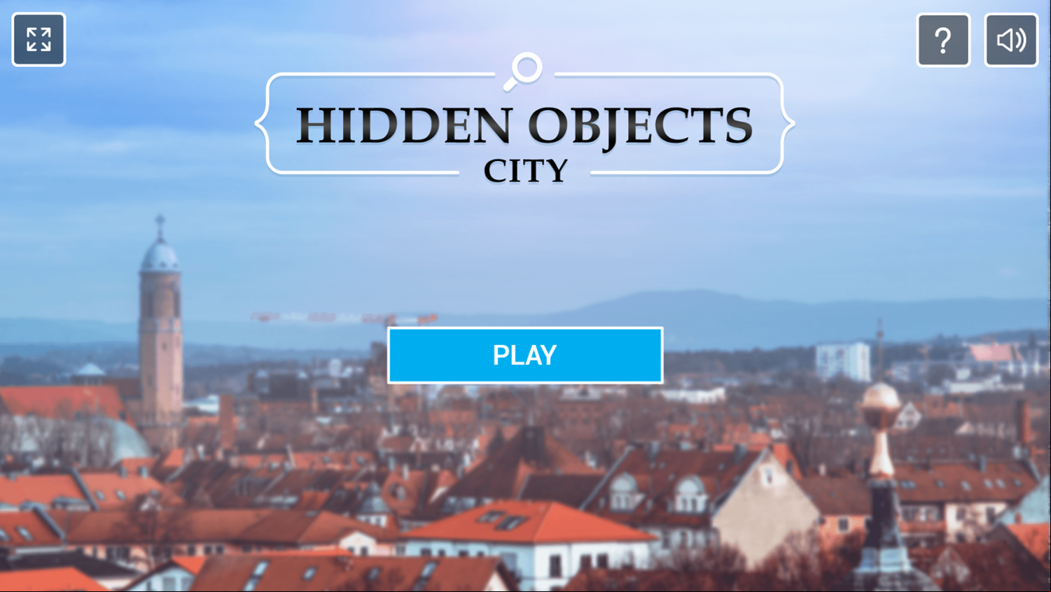 Hidden Objects City Game Welcome Screen Screenshot.
