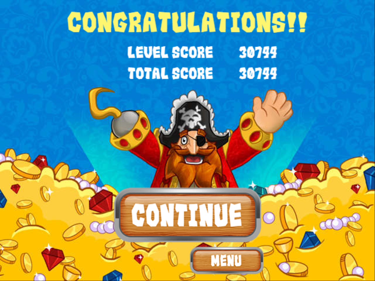 Hidden Objects Pirate Adventures Game Level Score Screenshot.