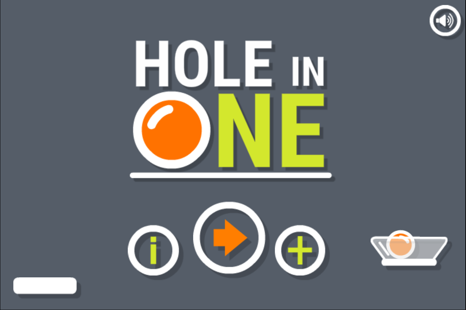 Hole In One Game Welcome Screen Screenshot.