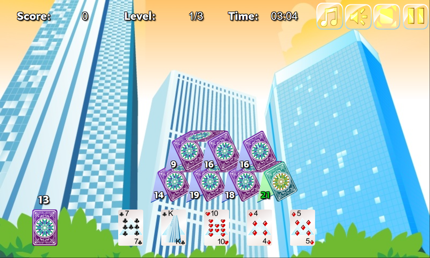 House of Cards Game Level Play Screenshot.