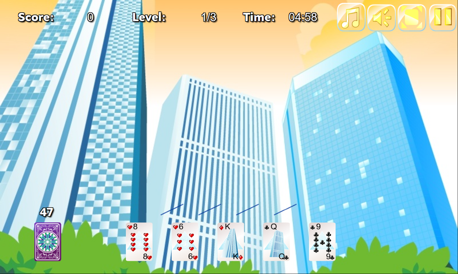 House of Cards Game Level Start Screenshot.