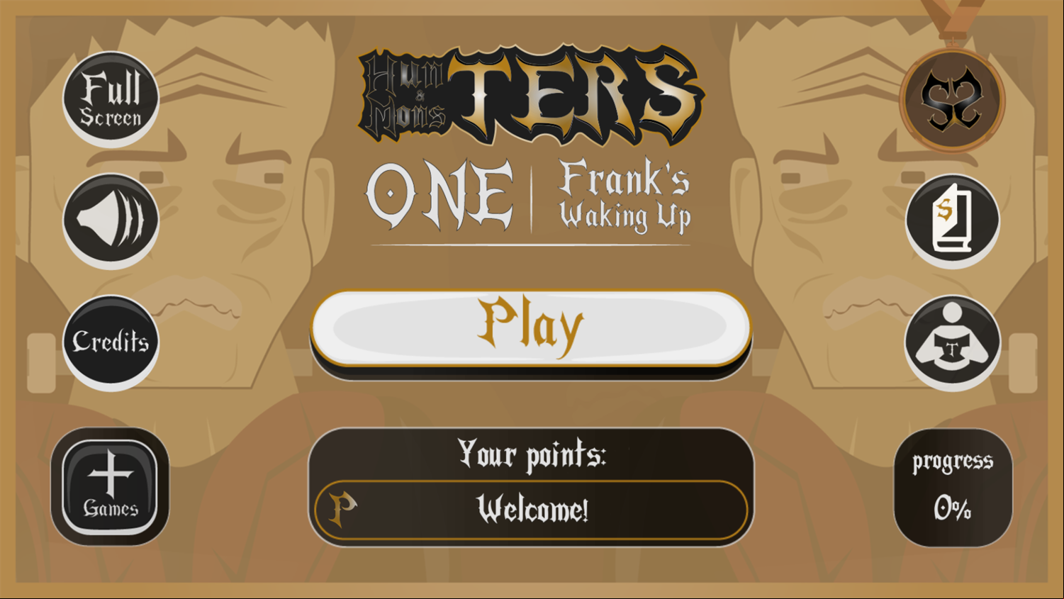 Hunters and Monsters One Frank's Waking Up Game Welcome Screen Screenshot.