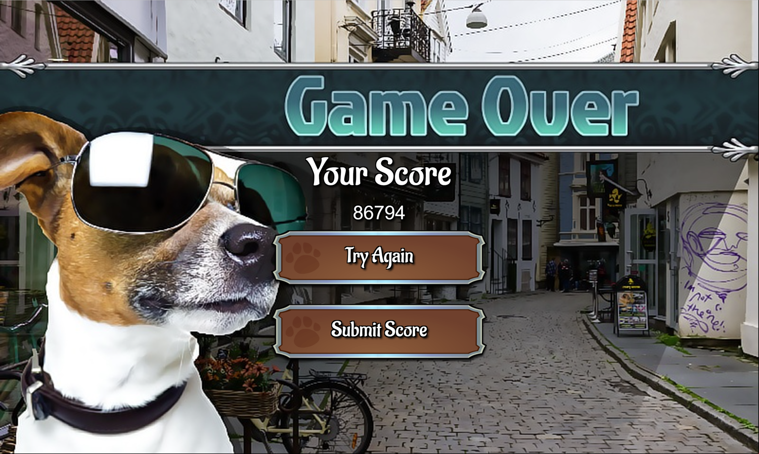 Hunting Jack in the City Game Over Screen Screenshot.