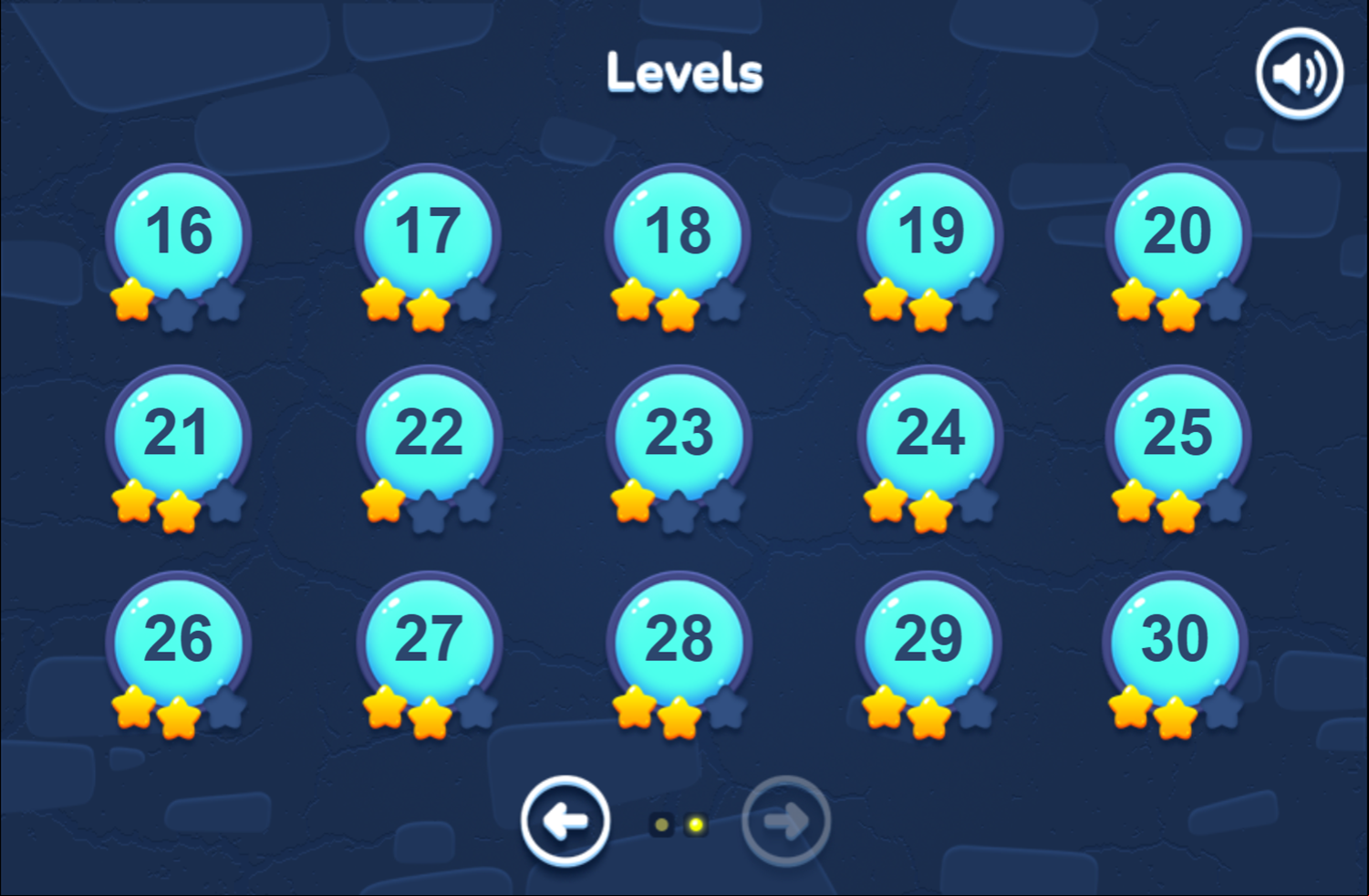Ice Girl Rescue Game Level Select Screen Screenshot.