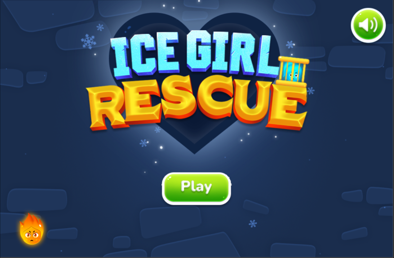 Ice Girl Rescue Game Welcome Screen Screenshot.