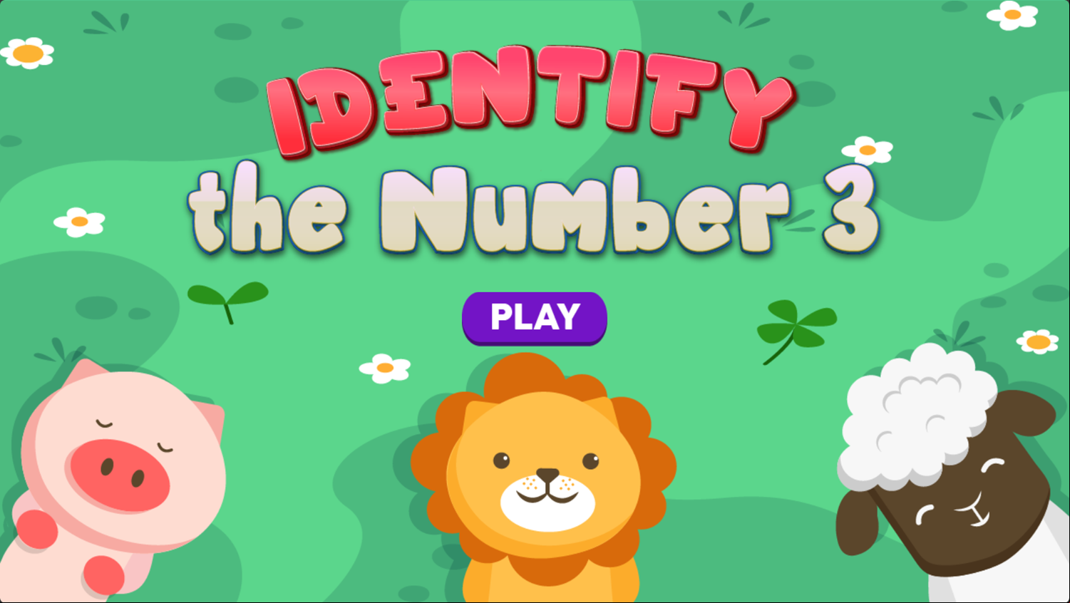 Identify The Number 3 Game Welcome Screen Screenshot.