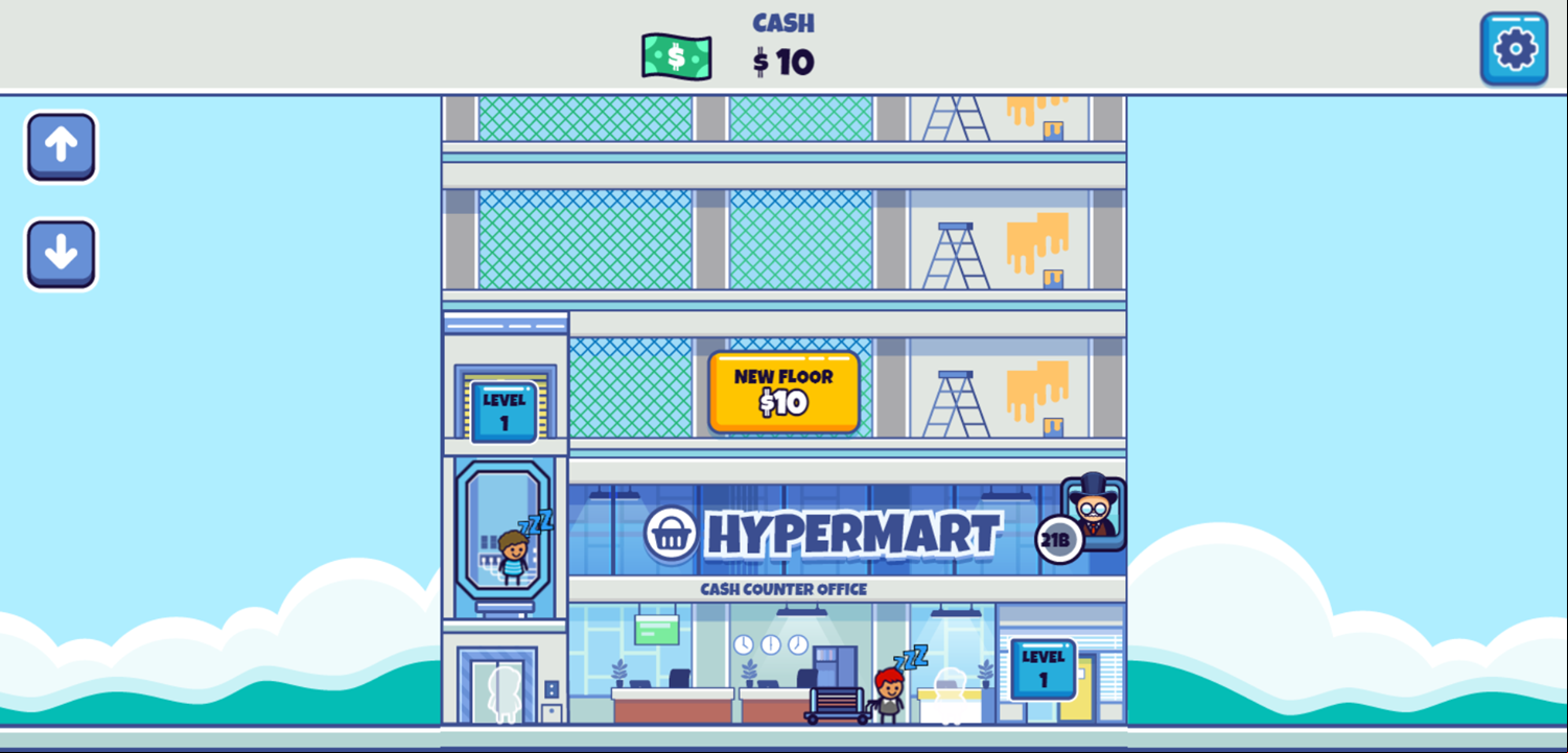 Idle Hypermart Empire Game Unlock First Floor Screenshot.