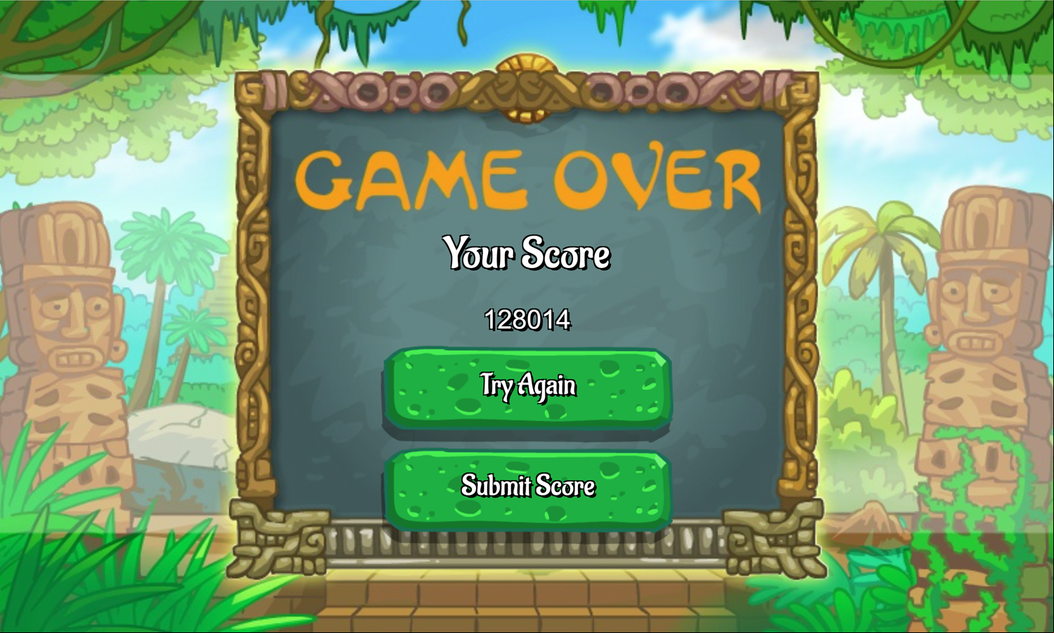 Inca Pyramid Solitaire Game Over Screen Screenshot.