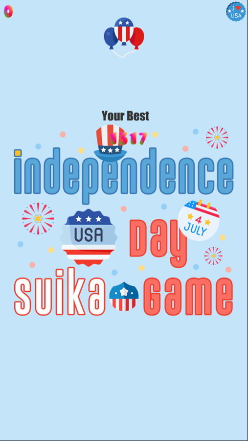Independence Day Suika Game Best Score Screenshot.