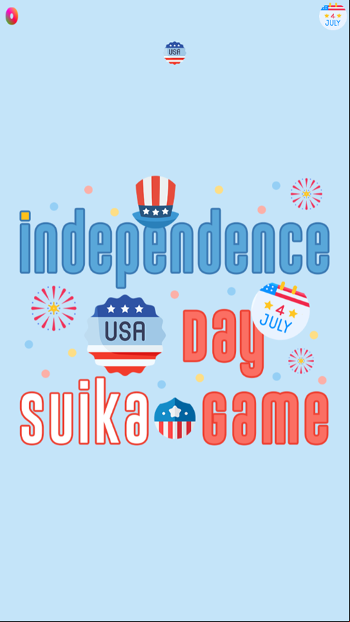Independence Day Suika Game Welcome Screen Screenshot.