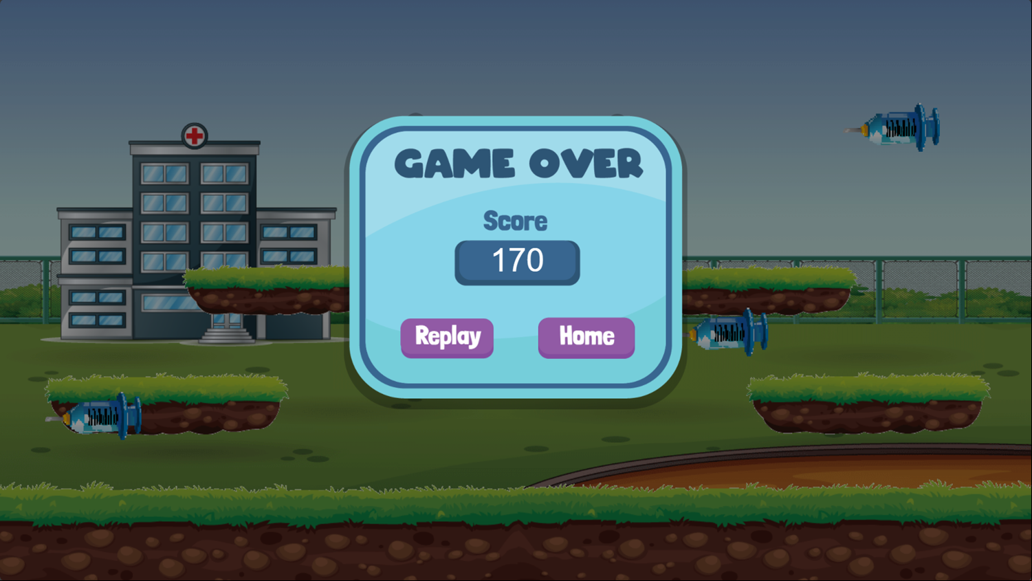 Injection Invasion Game Over Screenshot.