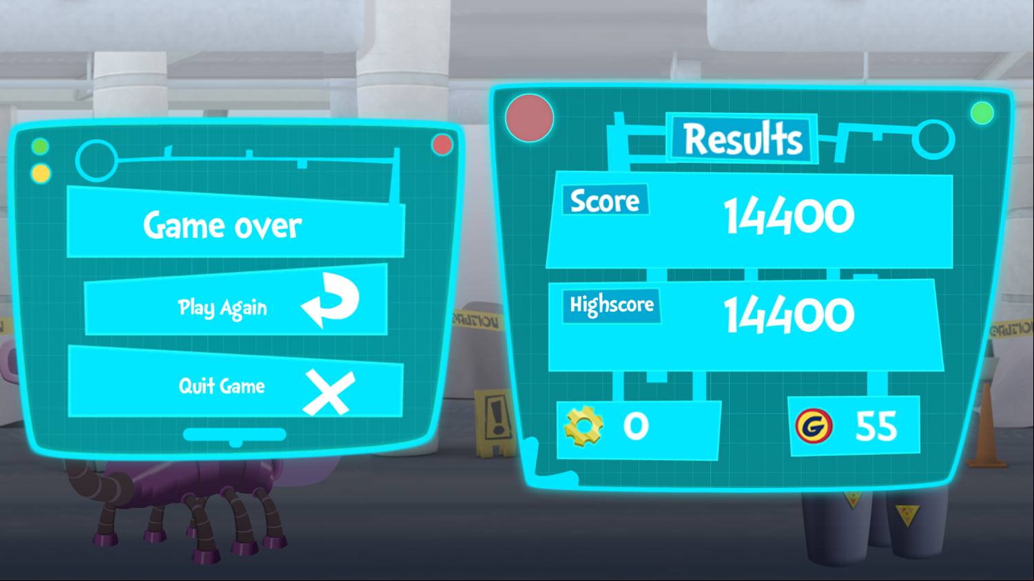 Inspector Gadget Super Spy Gauntlet Game Over Screenshot.