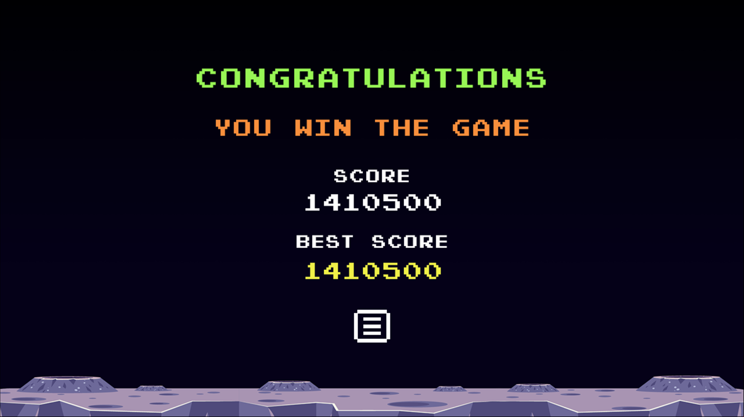 Invaders War Game Beat Screen Screenshot.
