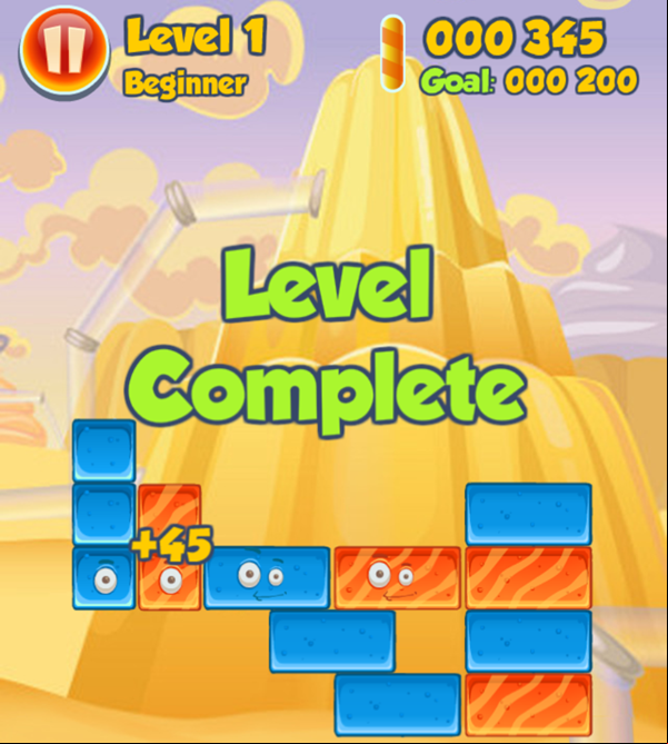Jelly Collapse Game Level Complete Screenshot.