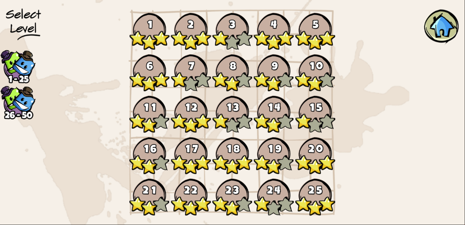 Jelly Doods Game Level Select Screen Screenshot.