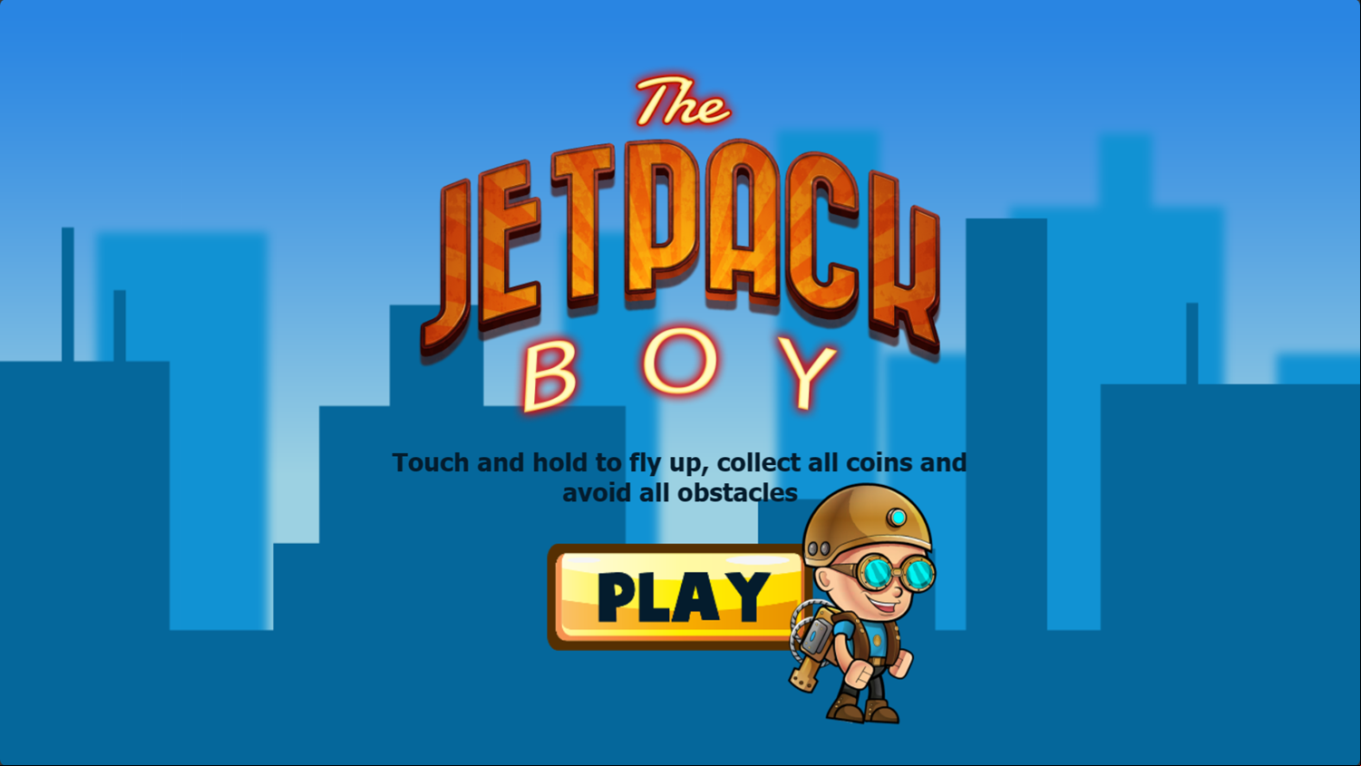 Jetpack Boy Game Welcome Screen Screenshot.