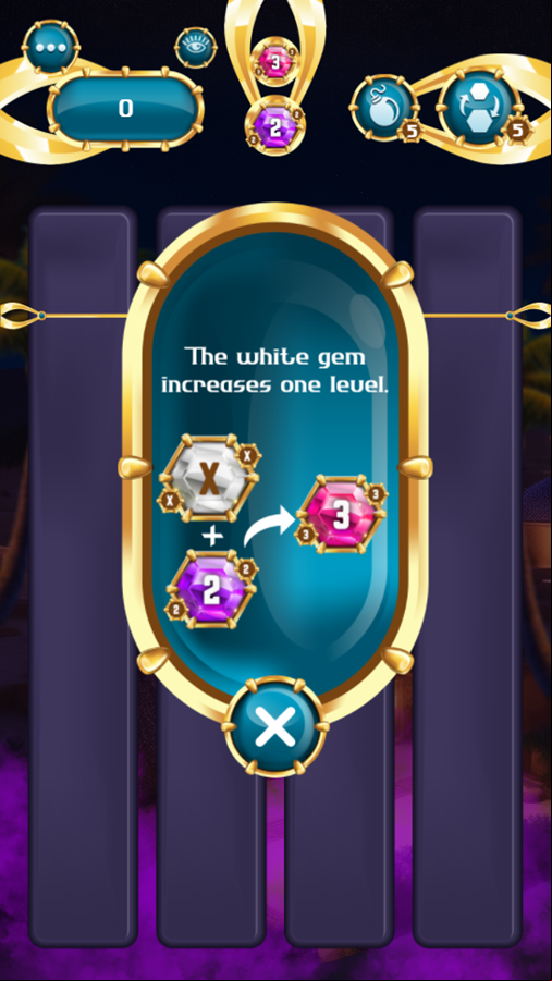Jewelry Mergis Game Instructions Screenshot.