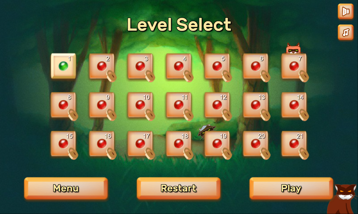 Jolly Jong Cats Game Level Select Screenshot.