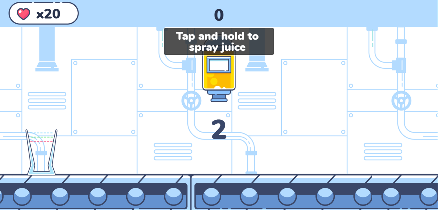 Juice Assembly Line Game How to Play Screen Screenshot.