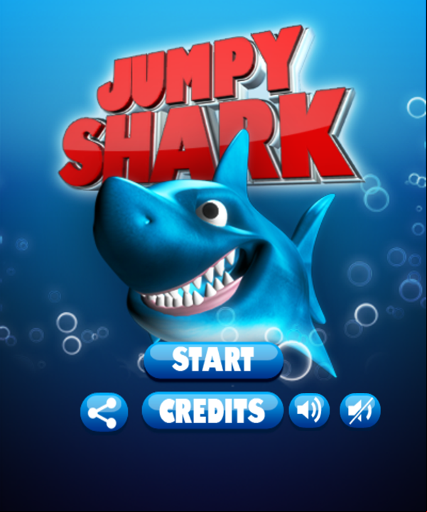 Jumpy Shark Game Welcome Screen Screenshot.