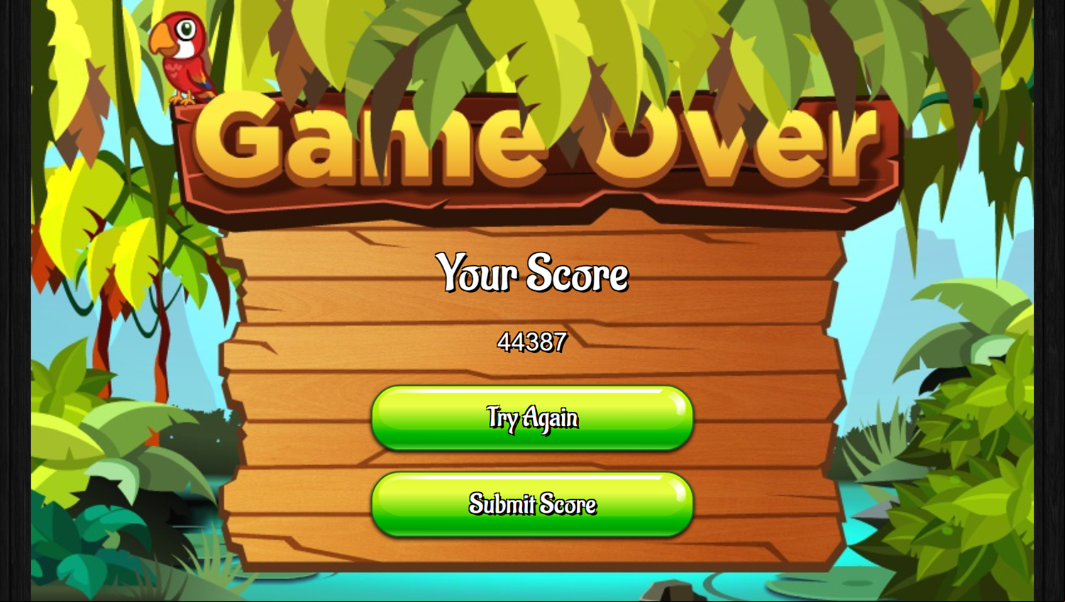 Jungle Connect Game Over Screenshot.