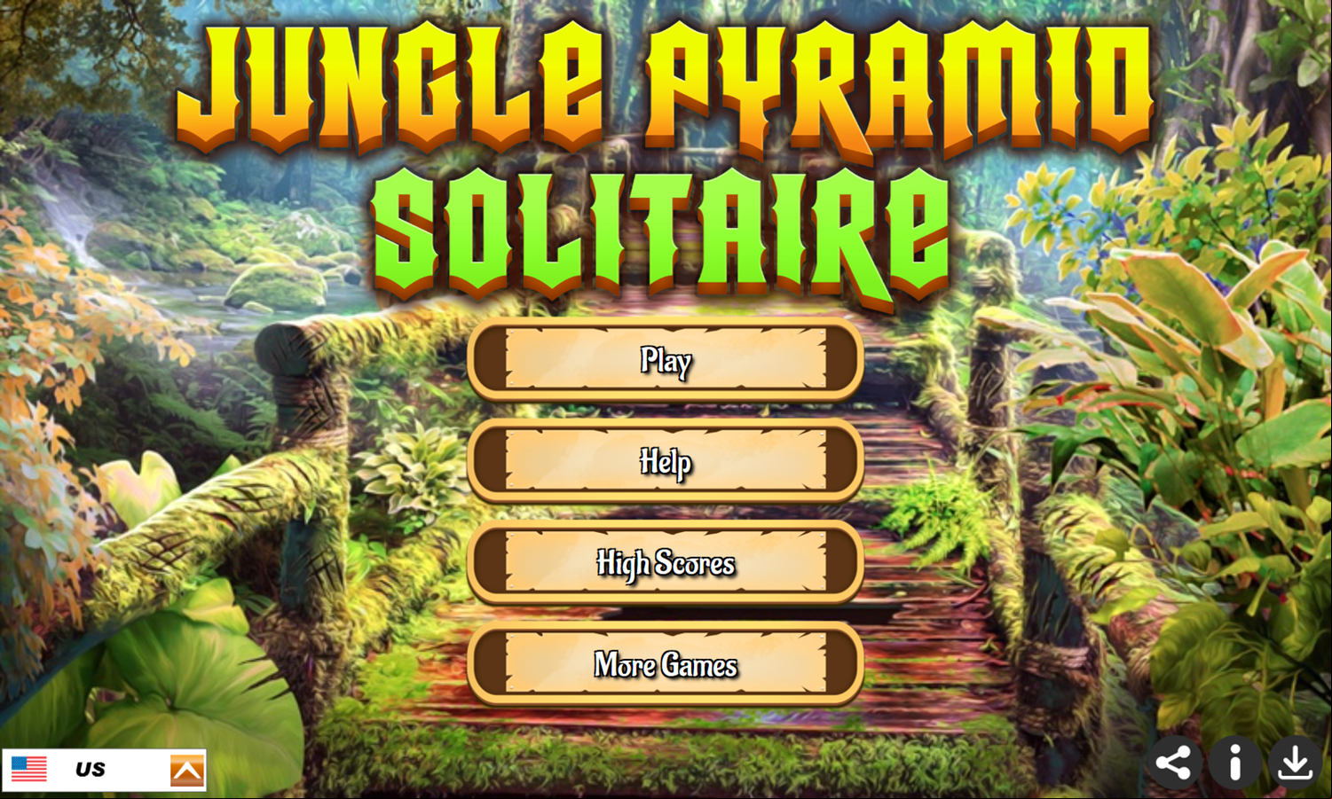 Jungle Pyramid Solitaire Game Welcome Screen Screenshot.