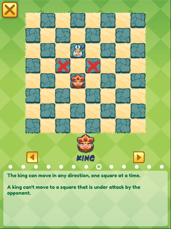 Junior Chess King Movement Minstructions Screenshot.