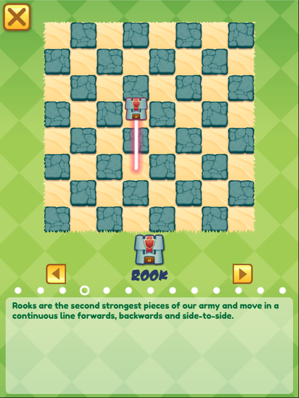 Junior Chess Rook Movement Instructions Screenshot.