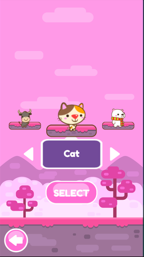 Kawaii Jump Game Character Select Screen Screenshot.