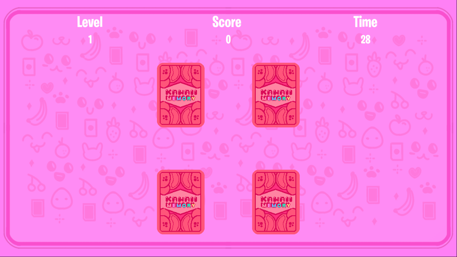 Kawaii Memory Pixel Game Start Screenshot.