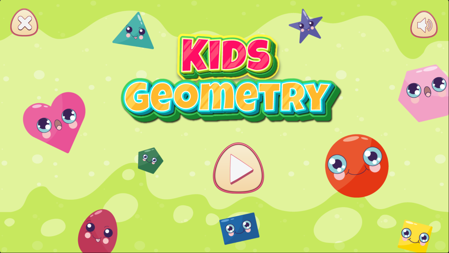 Kids Geometry Game Welcome Screen Screenshot.