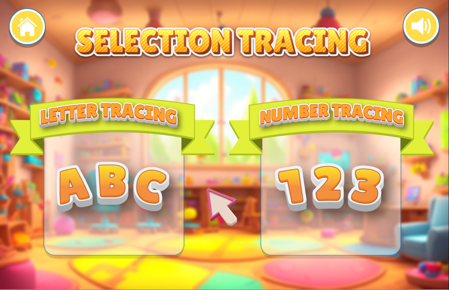 Kids Tracing Game Selection Training Screenshot.