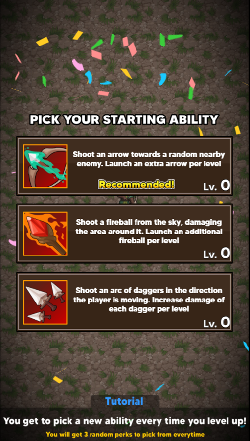 Kingdom Survivor Game Pick Starting Ability Screen Screenshot.