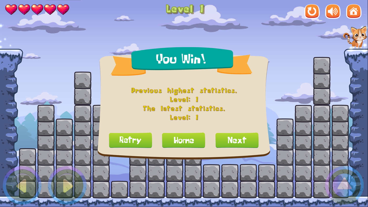 Kitty Cat Run Game Level Win Screenshot.