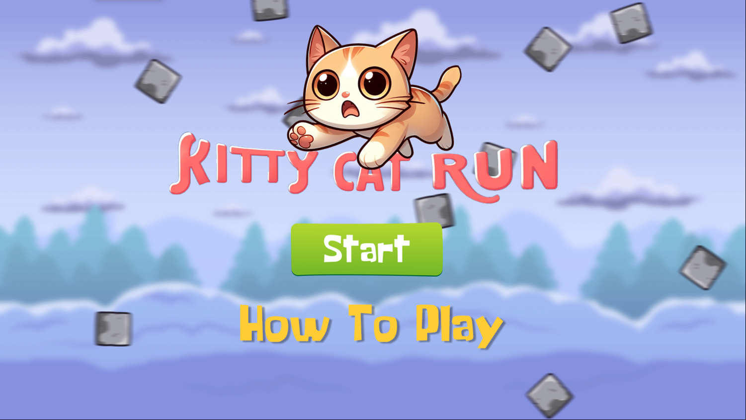 Kitty Cat Run Game Welcome Screen Screenshot.