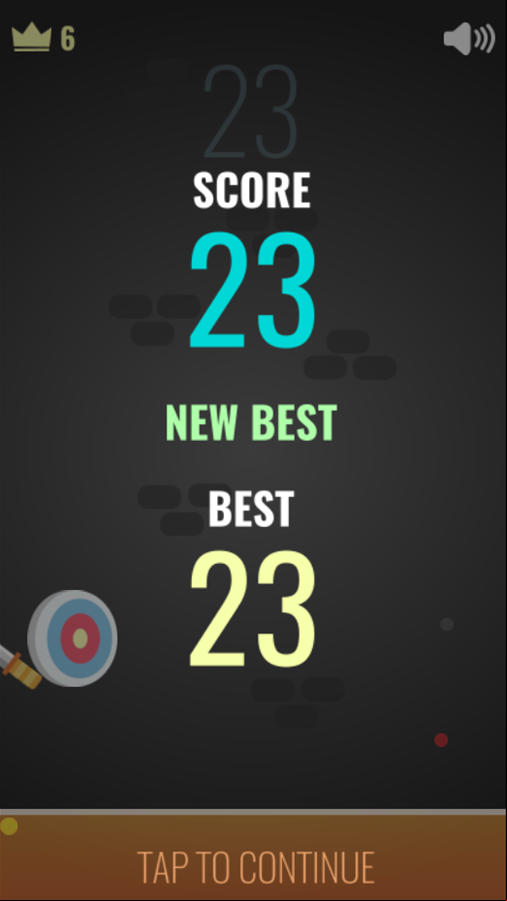 Knife Climb Game Over Screen Screenshot.