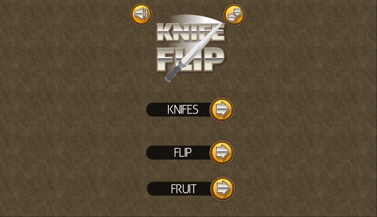 Knife Flip Game Welcome Screen Screenshot.